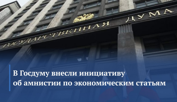 В Госдуму внесли инициативу об амнистии по экономическим статьям